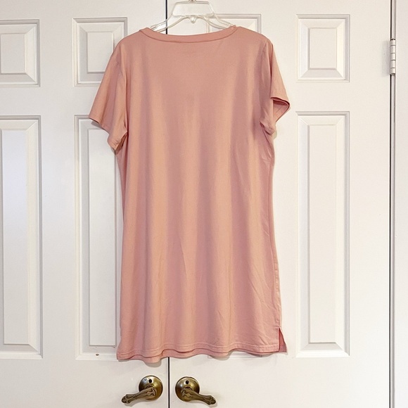 Life Is Good Pink V-Neck Short Sleeve Sleep Dress Heart Coffee Mug Design. Large - Picture 7 of 12